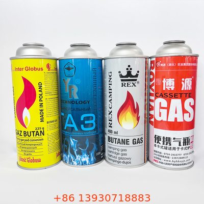 CMYK Printing Metal Butane Gas Canister 1.4 Mpa Burst Pressure