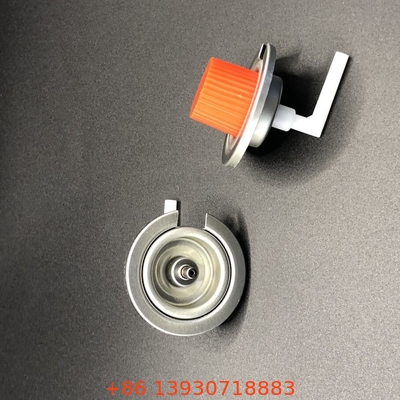 Butane Gas Valve with Tinplate and PP Metal Type Inner Gasket Buna Black Handle Color