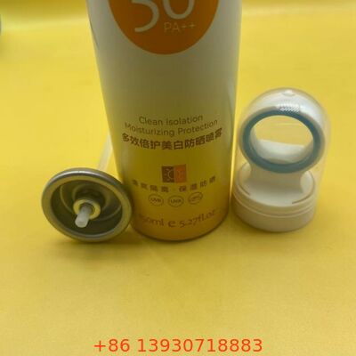 Sunscreen Spray Aerosol Valve with 360-Degree Operation, Leak-Proof Seal, and Clog-Resistant Nozzle for SPF and UV Protection